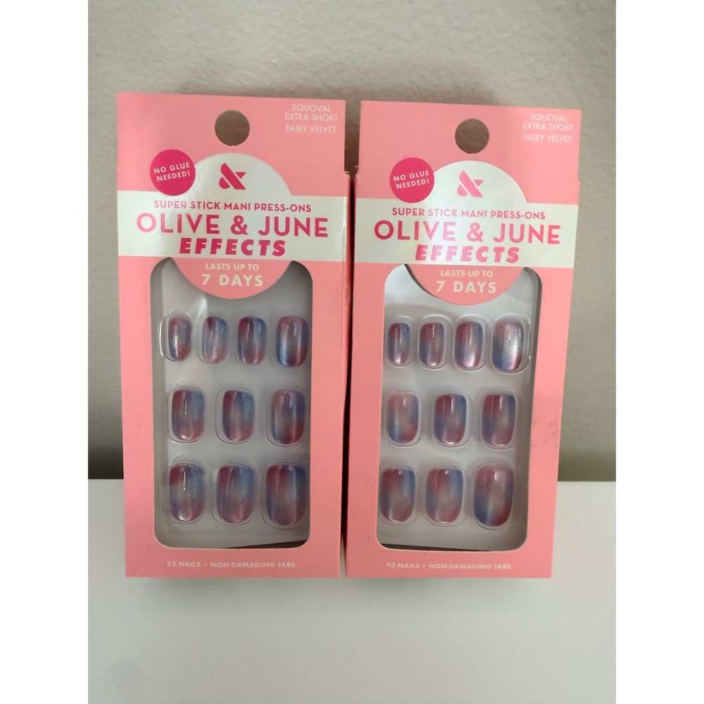 Olive & June Press-On Nails Women OS Fairy‎ Velvet Squoval Extra Short 2pk NWT